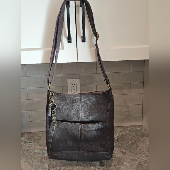 The Sak Women's Lucia Brown  Leather Multipockets Adj Strap Crossbody Handbag - Picture 2 of 16